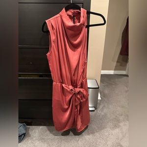 PRETTYGARDEN Women's Short Formal Satin Dress Sleeveless Mock Neck Tie Waist